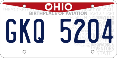 OH license plate GKQ5204