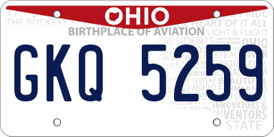 OH license plate GKQ5259