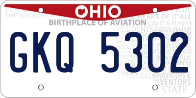 OH license plate GKQ5302