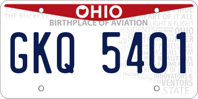 OH license plate GKQ5401