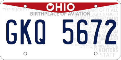 OH license plate GKQ5672