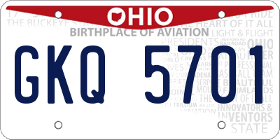 OH license plate GKQ5701