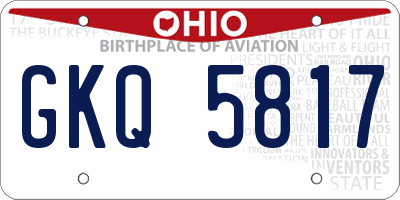 OH license plate GKQ5817