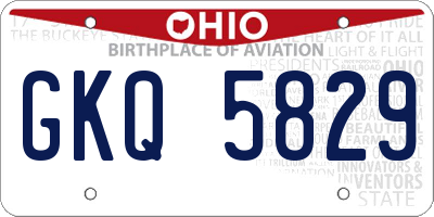OH license plate GKQ5829
