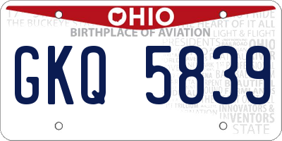 OH license plate GKQ5839
