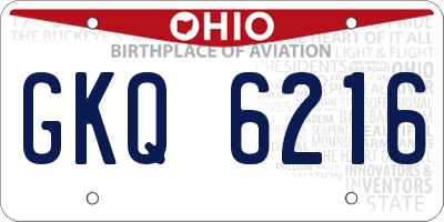 OH license plate GKQ6216