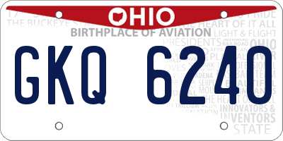 OH license plate GKQ6240