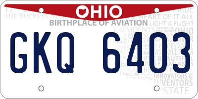 OH license plate GKQ6403