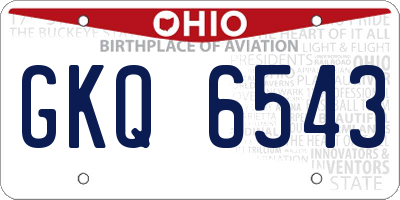 OH license plate GKQ6543