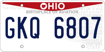 OH license plate GKQ6807