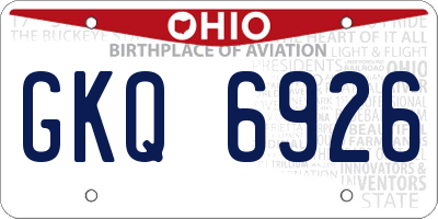 OH license plate GKQ6926