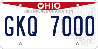 OH license plate GKQ7000