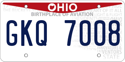 OH license plate GKQ7008