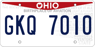 OH license plate GKQ7010