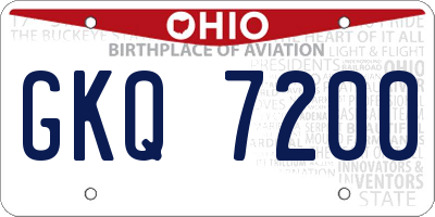 OH license plate GKQ7200