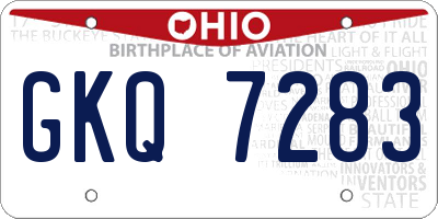 OH license plate GKQ7283