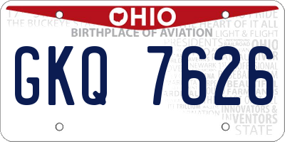 OH license plate GKQ7626