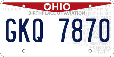 OH license plate GKQ7870