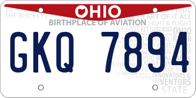 OH license plate GKQ7894