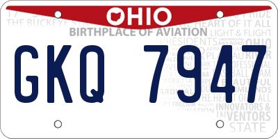OH license plate GKQ7947