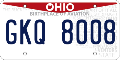OH license plate GKQ8008