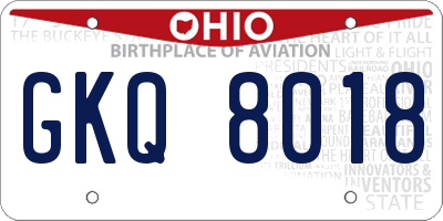 OH license plate GKQ8018
