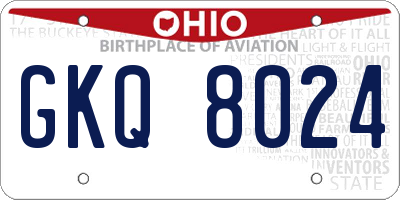 OH license plate GKQ8024