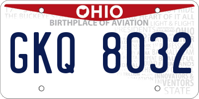 OH license plate GKQ8032