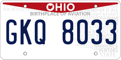 OH license plate GKQ8033