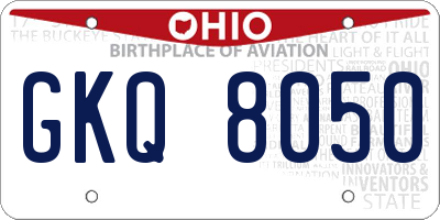 OH license plate GKQ8050