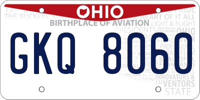 OH license plate GKQ8060