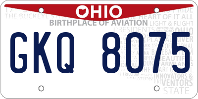 OH license plate GKQ8075
