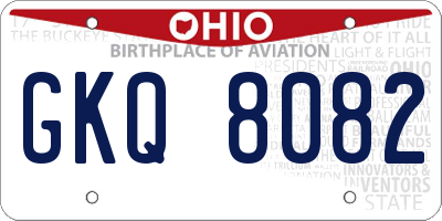 OH license plate GKQ8082