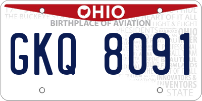 OH license plate GKQ8091