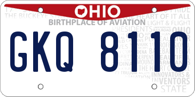 OH license plate GKQ8110