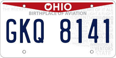 OH license plate GKQ8141