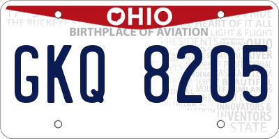 OH license plate GKQ8205