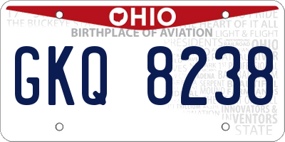 OH license plate GKQ8238