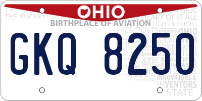OH license plate GKQ8250