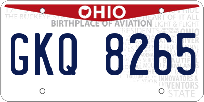 OH license plate GKQ8265