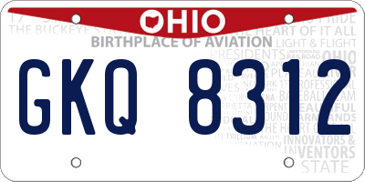 OH license plate GKQ8312