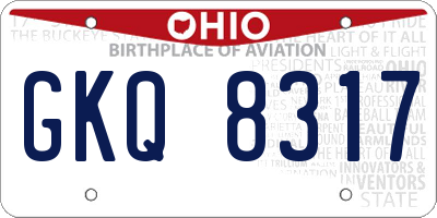 OH license plate GKQ8317