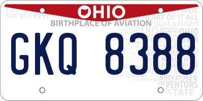 OH license plate GKQ8388