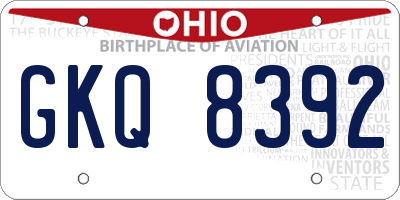 OH license plate GKQ8392