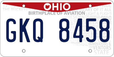 OH license plate GKQ8458