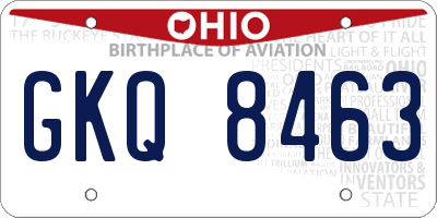 OH license plate GKQ8463