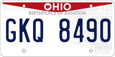 OH license plate GKQ8490