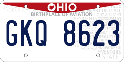 OH license plate GKQ8623