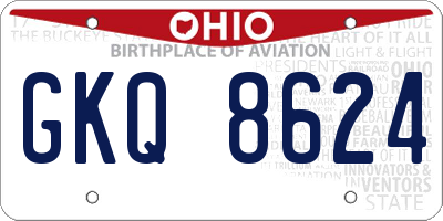 OH license plate GKQ8624