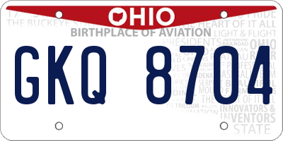 OH license plate GKQ8704